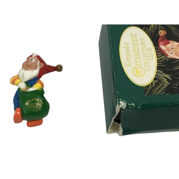 1996 Hallmark Keepsake Ornament Miniature Reindeer Treats Santa Elf Collectors C - Picture 6 of 6